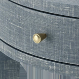 Villa & House Washed Winter Gray, Brass Claudette 1-Drawer Round Side Table