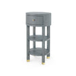 Villa & House Washed Winter Gray, Nickel Claudette 1-Drawer Round Side Table