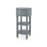 Villa & House Washed Winter Gray, Nickel Claudette 1-Drawer Round Side Table
