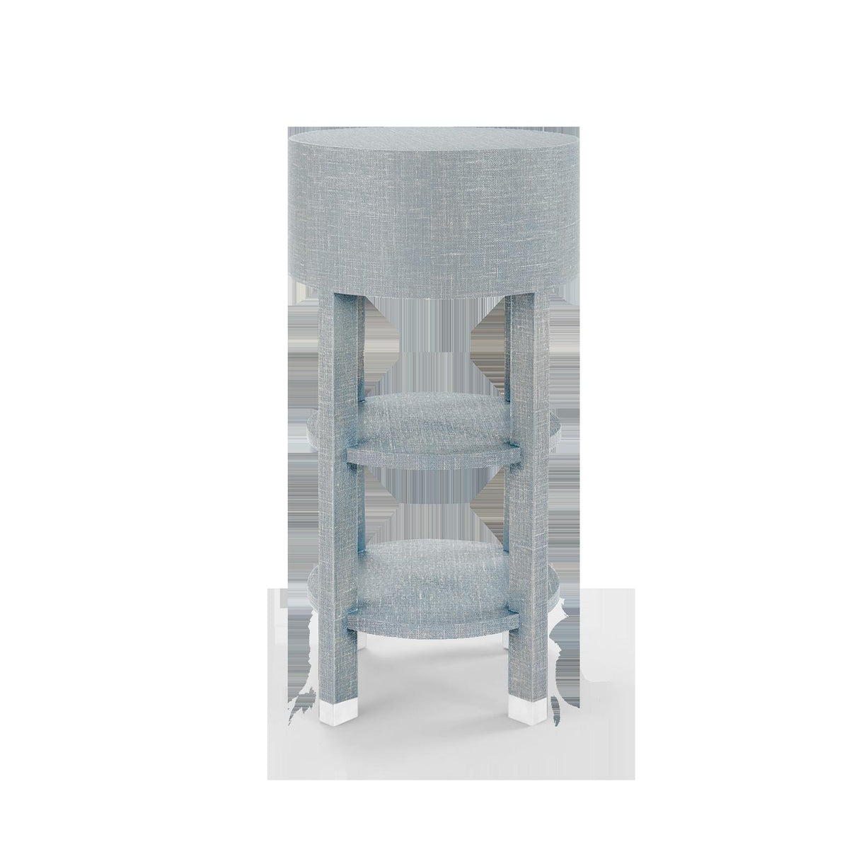 Villa & House Washed Winter Gray, Nickel Claudette 1-Drawer Round Side Table