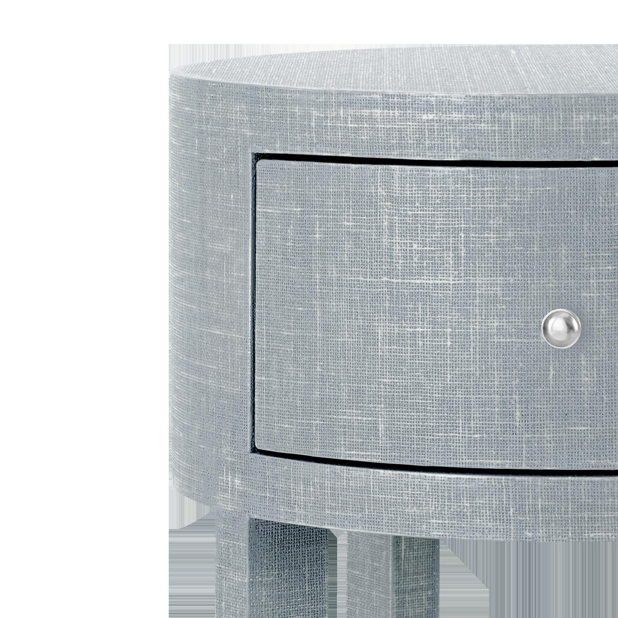 Villa & House Washed Winter Gray, Nickel Claudette 1-Drawer Round Side Table