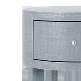 Villa & House Washed Winter Gray, Nickel Claudette 1-Drawer Round Side Table