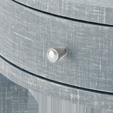 Villa & House Washed Winter Gray, Nickel Claudette 1-Drawer Round Side Table