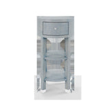 Villa & House Washed Winter Gray, Nickel Claudette 1-Drawer Round Side Table