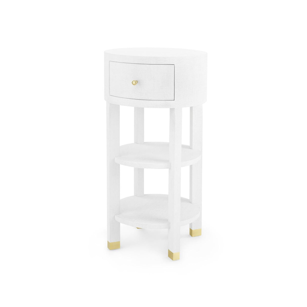 Villa & House Cream, Brass Claudette 1-Drawer Round Side Table
