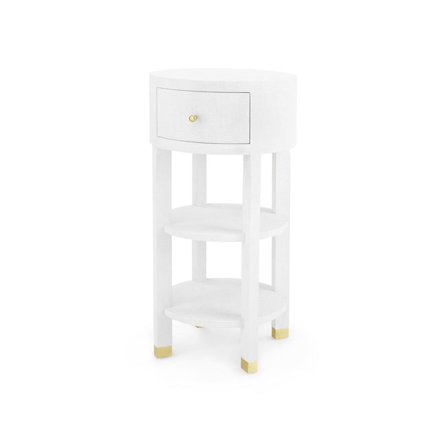 Villa & House Cream, Nickel Claudette 1-Drawer Round Side Table