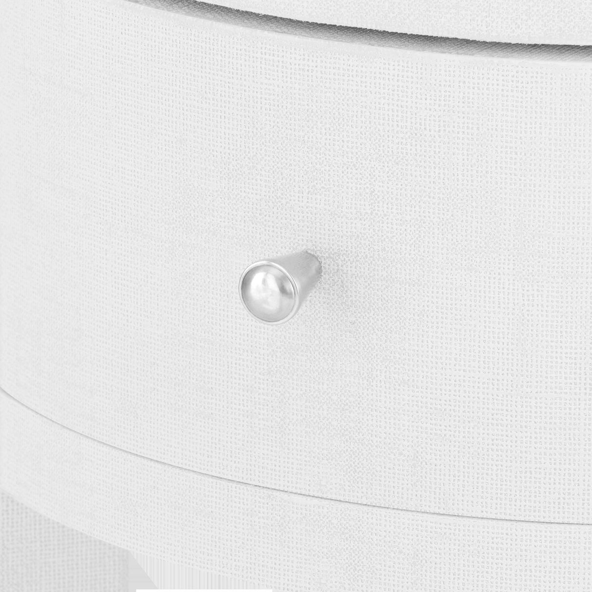 Villa & House Cream, Nickel Claudette 1-Drawer Round Side Table