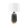 Villa & House Stormy Gray Carolyn Lamp with Shade 17-inch White Linen, with Gold