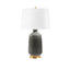 Villa & House Stormy Gray Carolyn Lamp with Shade 17-inch White Linen, with Gold