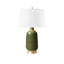 Villa & House Olive Green Carolyn Lamp with Shade 17-inch White Linen, with Gold