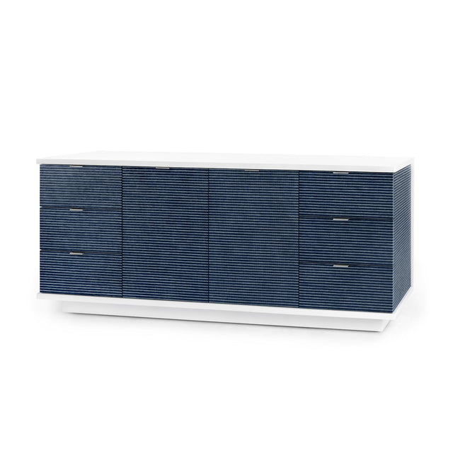 Villa & House Navy Blue Pencil Stripe Cosmopolitan 6-Drawer & 2-Door Cabinet