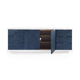 Villa & House Navy Blue Pencil Stripe Cosmopolitan 6-Drawer & 2-Door Cabinet