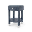 Villa & House Washed Blue Steel Dakota 1-Drawer Round Side Table
