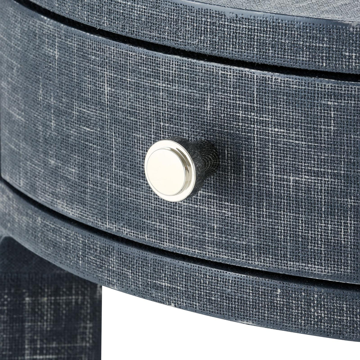 Villa & House Washed Blue Steel Dakota 1-Drawer Round Side Table