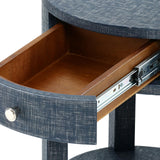 Villa & House Washed Blue Steel Dakota 1-Drawer Round Side Table