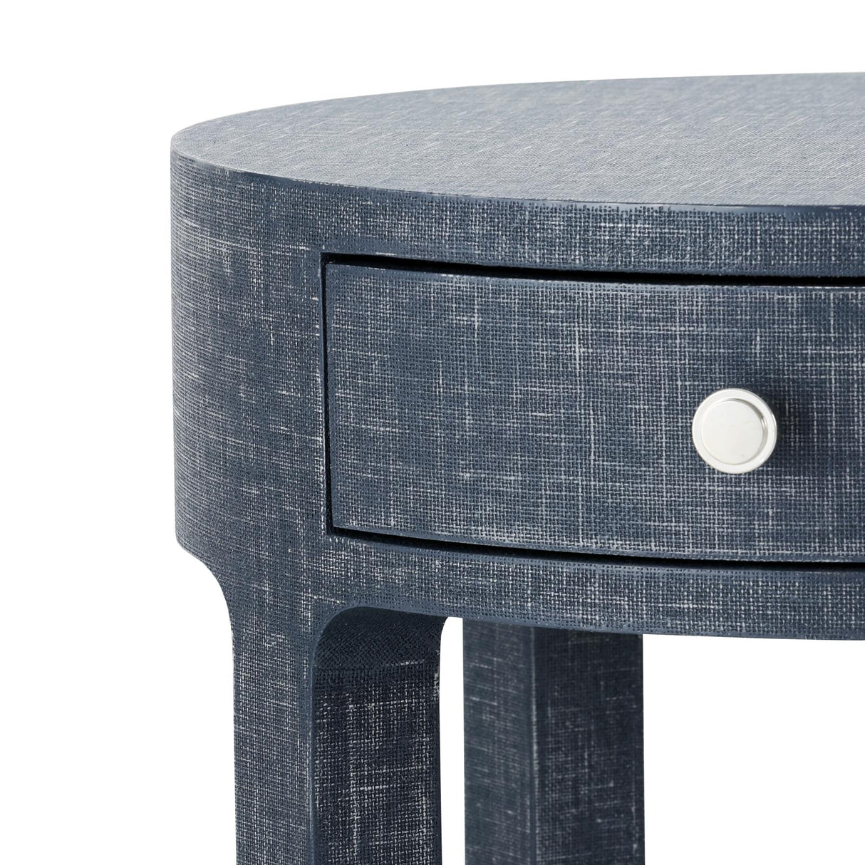 Villa & House Washed Blue Steel Dakota 1-Drawer Round Side Table