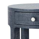 Villa & House Washed Blue Steel Dakota 1-Drawer Round Side Table