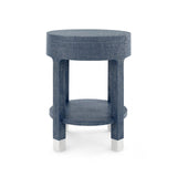 Villa & House Washed Blue Steel Dakota 1-Drawer Round Side Table