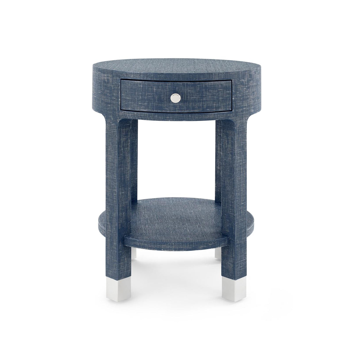 Villa & House Washed Blue Steel Dakota 1-Drawer Round Side Table