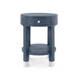 Villa & House Washed Blue Steel Dakota 1-Drawer Round Side Table