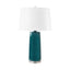 Villa & House Green Lapis Edgware Lamp with Shade 17-inch White Linen, with Nickel