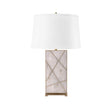 Villa & House Alabaster Elgin Lamp with Shade 17-inch White Linen, with Gold