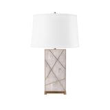 Villa & House Alabaster Elgin Lamp with Shade 17-inch White Linen, with Gold