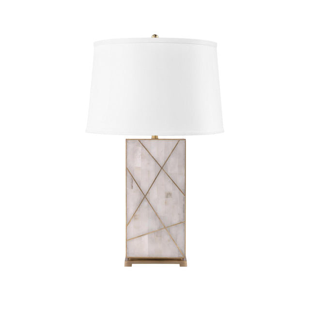 Villa & House Alabaster Elgin Lamp with Shade 17-inch White Linen, with Gold