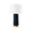 Villa & House Navy Blue Elektra Lamp with Shade 17-inch White Linen, with Gold