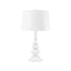 Villa & House Plaster White Ernst Lamp with Shade 14-inch White Linen, with Nickel