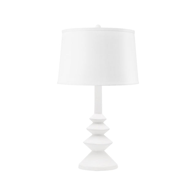 Villa & House Plaster White Ernst Lamp with Shade 14-inch White Linen, with Nickel