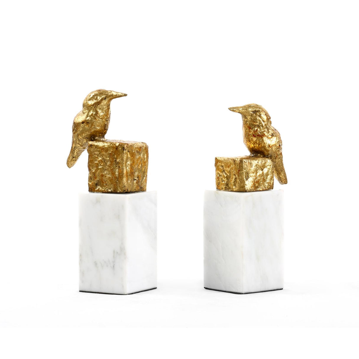 Villa & House Gold Leaf Finch Statue (Pair)