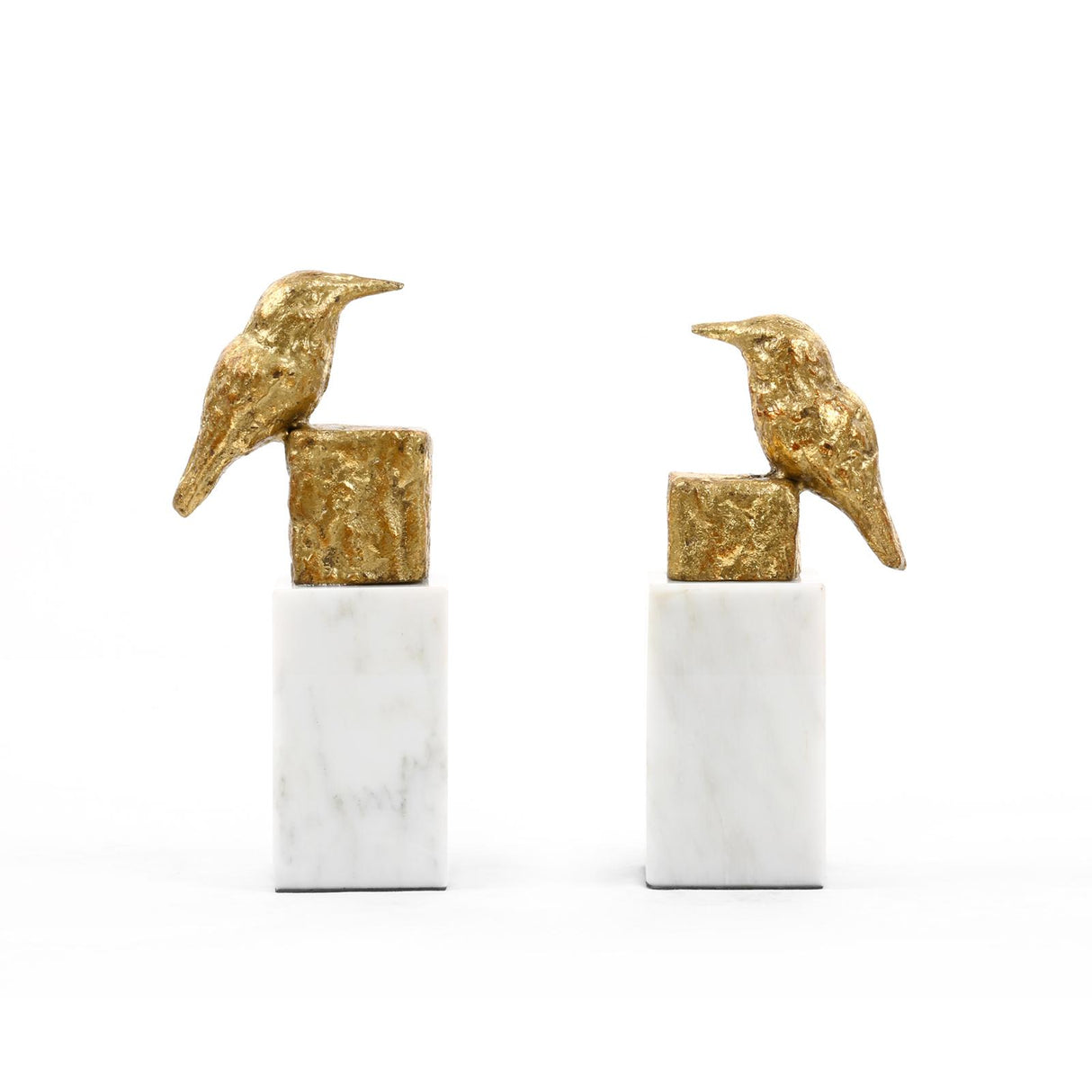 Villa & House Gold Leaf Finch Statue (Pair)
