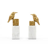 Villa & House Gold Leaf Finch Statue (Pair)