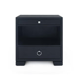 Villa & House Satin Black Frances 2-Drawer Side Table