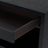 Villa & House Satin Black Frances 2-Drawer Side Table