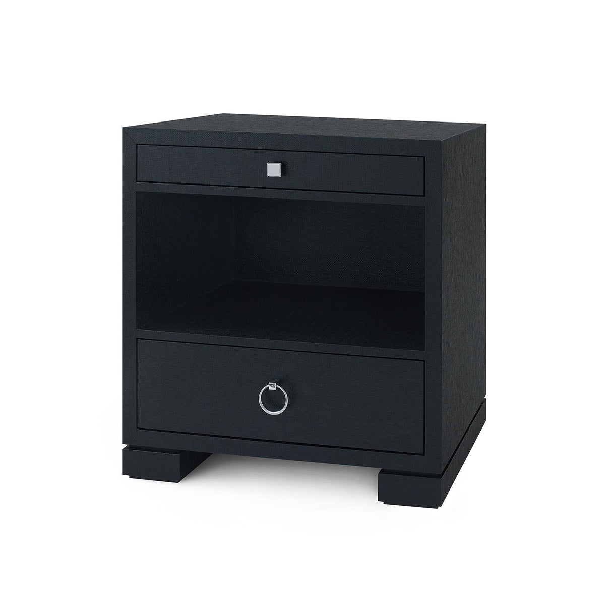 Villa & House Satin Black Frances 2-Drawer Side Table