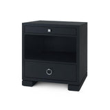Villa & House Satin Black Frances 2-Drawer Side Table