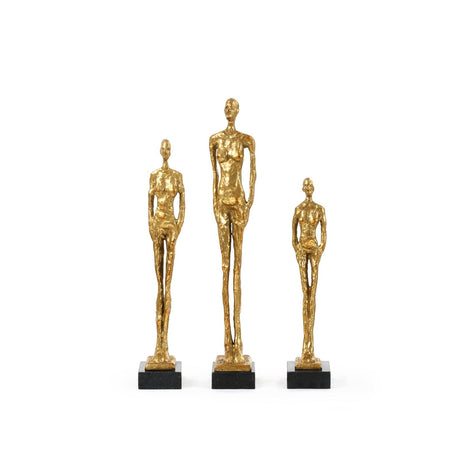 Villa & House Gold Leaf Miles Statues - Set of 3 Statues