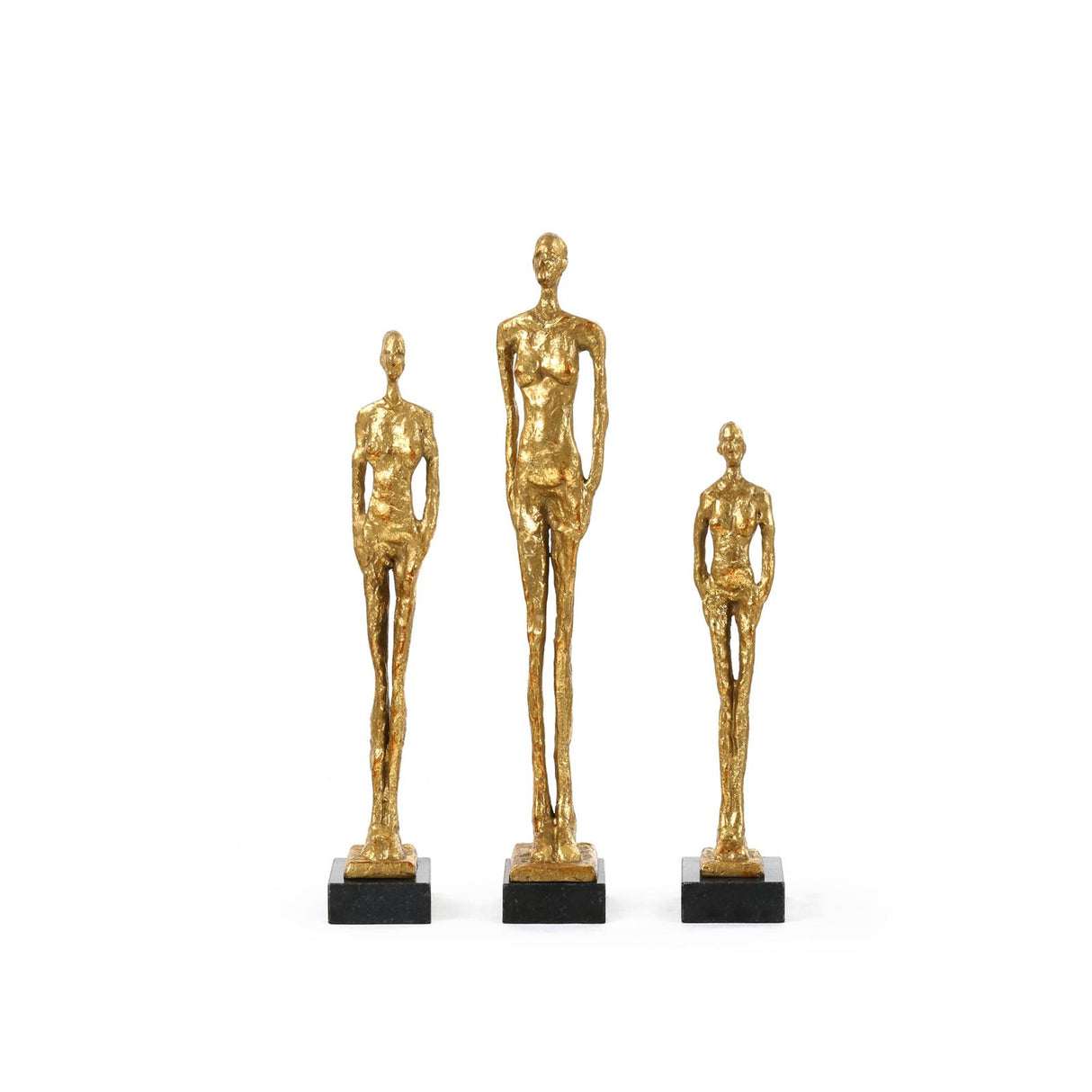 Villa & House Gold Leaf Miles Statues - Set of 3 Statues