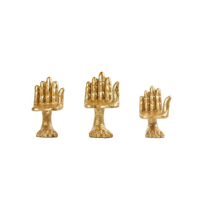 Villa & House Gold Leaf Mano Set of 3 Statues