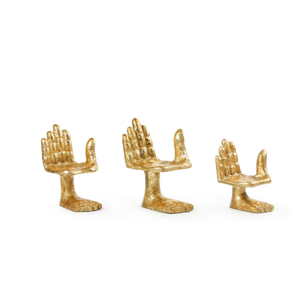 Villa & House Gold Leaf Mano Set of 3 Statues