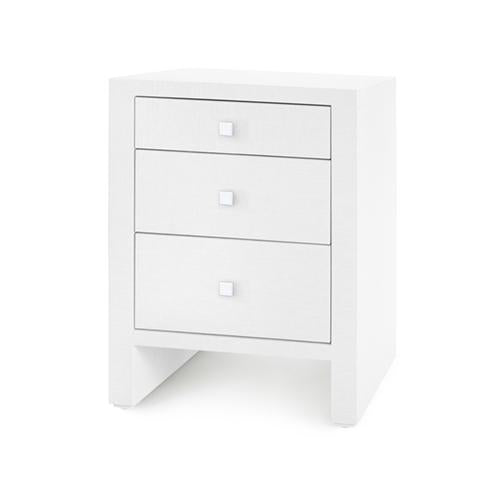 Villa & House Chiffon White Morgan Grasscloth 3-Drawer Side Table