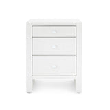 Villa & House Chiffon White Morgan Grasscloth 3-Drawer Side Table