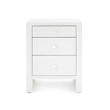 Villa & House Chiffon White Morgan Grasscloth 3-Drawer Side Table