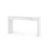 Villa & House Chiffon White Morgan Large Grasscloth Console Table