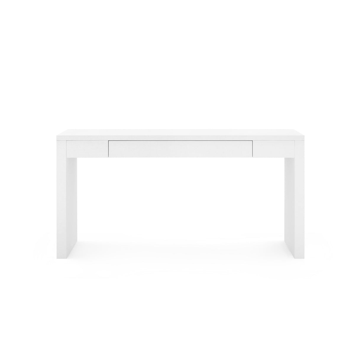 Villa & House Chiffon White Morgan Large Grasscloth Console Table