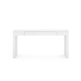 Villa & House Chiffon White Morgan Large Grasscloth Console Table