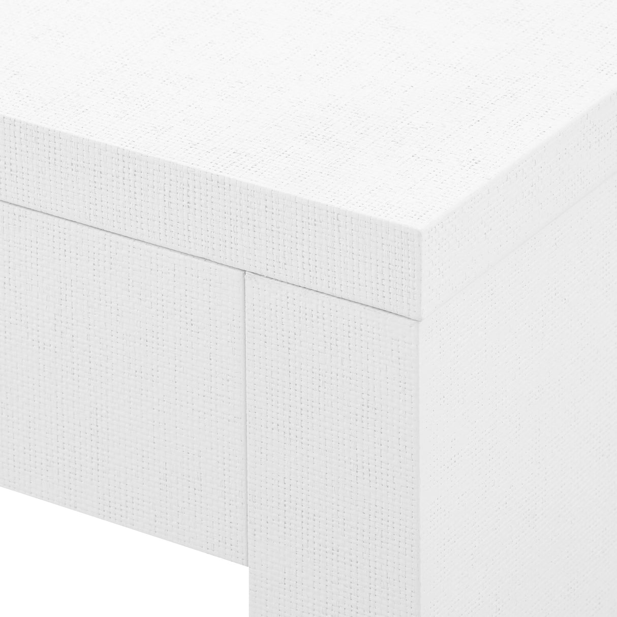 Villa & House Chiffon White Morgan Large Grasscloth Console Table