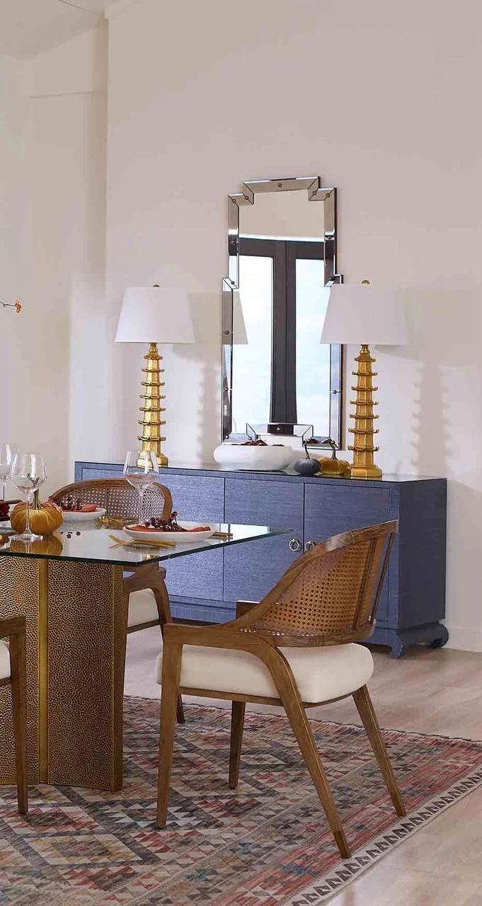 Villa & House Navy Blue Meredith Extra Large 4-Door Cabinet